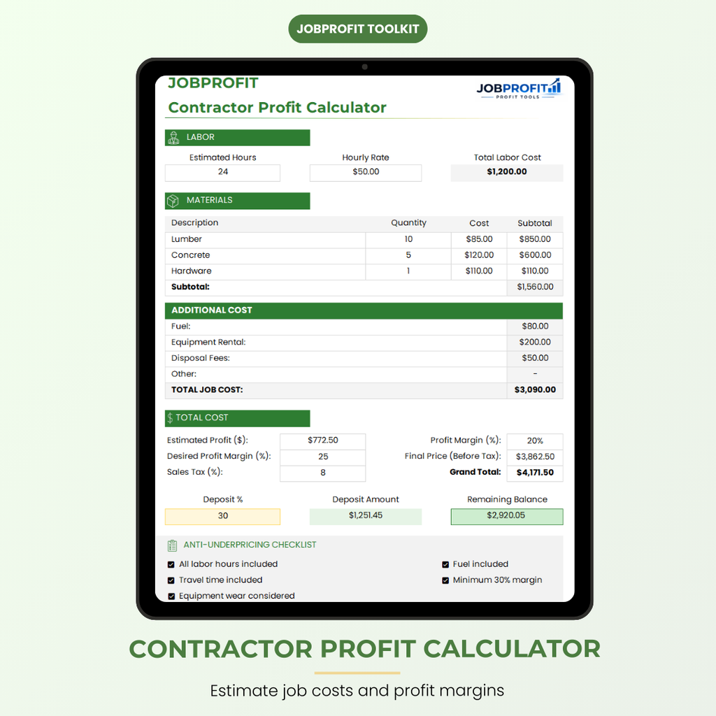 JOBPROFIT Profit System for Contractors